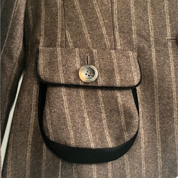 VNTG Laurel for Escada Fitted Blazer Striped Brown and Black | Size 38 , MED 10 - Picture 4 of 5